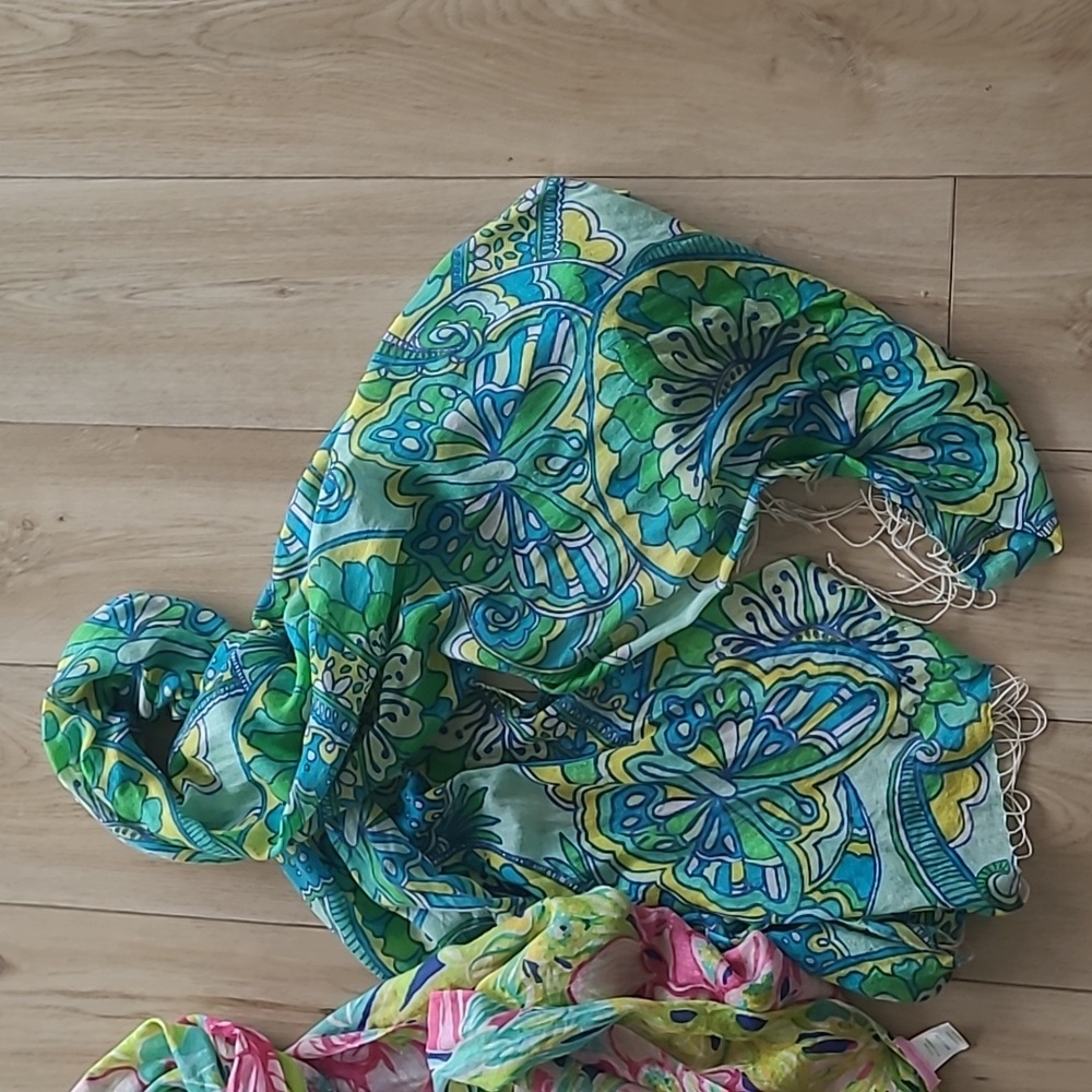LILLY PULITZER silk and cashmere wrap scarf Lot Of Two - Picture 2 of 10